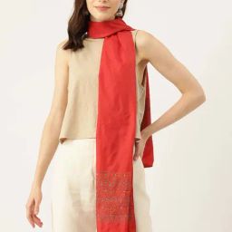 ArtEastri Red Embroidered Stole-21