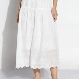Showoff White Cotton Regular Fit Embroidered Skirt-image-20
