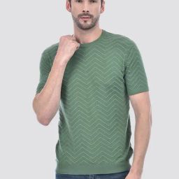 Numero Uno Fern Green Cotton Regular Fit Textured T-Shirt-image-90