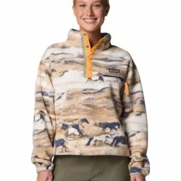 Columbia Womens Beige Helvetia II Printed Cropped Half Snap Fleece Pullover-image-21