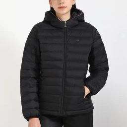 Tommy Hilfiger Black Regular Fit Quilted Hooded Jackets-picture-41