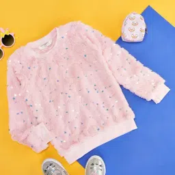 Pantaloons Junior Peach Embellished Full Sleeves Sweatshirt-image-57