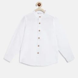 Campana Kids White Solid Full Sleeves Shirt-image-26
