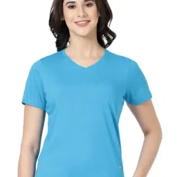 BLOSSOM Women's 100% Knitted Cotton T-Shirt Featuring V Neck, Short Sleeve Loungewear_V- Neck Tee-image-86
