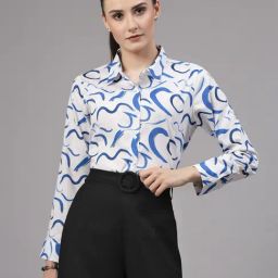 Style Quotient Blue & White Printed Shirt-image-63