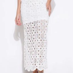 Showoff White Cotton Regular Fit Skirt-image-17