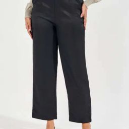 Styli Black Plain Trousers-image-83