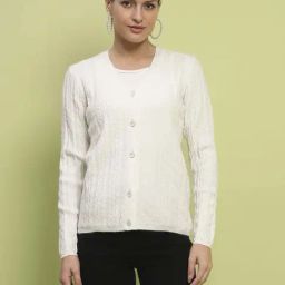 MADAME White Self Pattern Cardigan-image-28