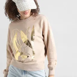 Only Beige Cotton Printed Sweatshirt-image-67