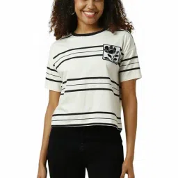 Allen Solly White Cotton Regular Fit Striped T-Shirt-image-46