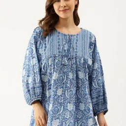 Divena Blue Printed Peplum Top-image-82