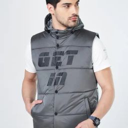 Ajile By Pantaloons Steel Grey Regular Fit Quilted Hooded Jacket-image-33