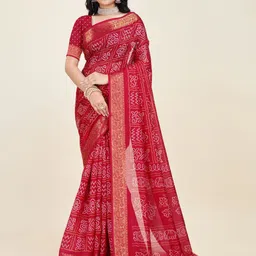 Sitanjali Bandhani Zari Art Silk Chanderi Saree-image-29