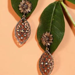 Sohi Intricate Daisy Eye Amber Dangler Earrings for Women & Girls-image-8