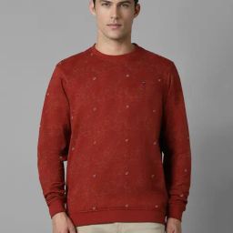 Louis Philippe Red Cotton Regular fit Print Casual Sweatshirt-picture-27
