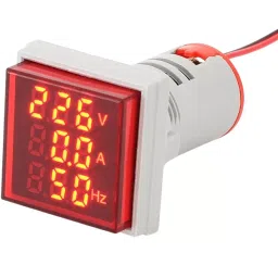 Sibass Electric Digital Voltmeter Ammeter Hz Meter in White Plastic Body Red Display Color, SE-AD16-22V/A/HZ (Pack of 1000)-2