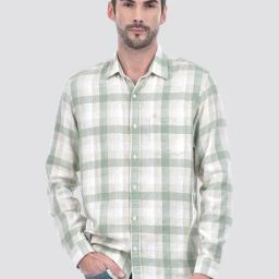Numero Uno Mint Cotton Regular Fit Checks Shirt-image-21