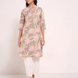 Rangmanch By Pantaloons Beige Regular Fit Printed Kurta-20