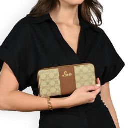 Lavie Taupe Logo Small Zip Around Wallet-40
