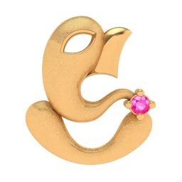 P.C. Chandra Jewellers 22k Yellow Gold High Grade Ganesha Pink Gemstones Pendant-image-62