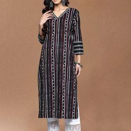 Varanga Women Striped Daily Cotton Straight Kurta-image-81