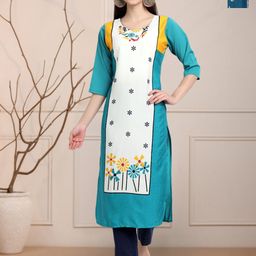 Moda Rapido Women Ethnic Motifs Printed Floral Crepe Kurta-picture-45