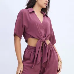 Nun Shirt Collar Neck Shirt With Short Co-Ords-picture-10