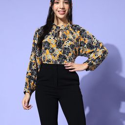 plusS Mustard Floral Retro Optimism Top-picture-28