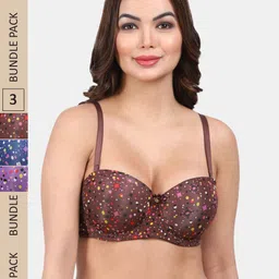 Amour Secret Pack Of 3 Polka Dots Printed Lightly Padded Medium Coverage Underwired Bra-6