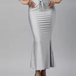 TWIN BIRDS Grey Plain Saree Shapewear-image-96