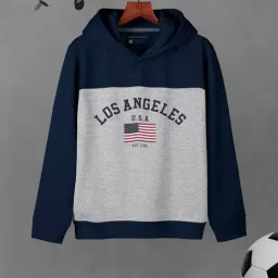 HELLCAT Kids Navy & Grey Color Block Full Sleeves Sweatshirt-image-95