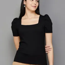 Code by Lifestyle Black Self Pattern Top-image-5