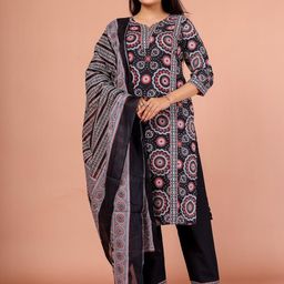 Anouk Rustic Women Ethnic Motifs Printed Regular Pure Cotton Kurta with Trousers & Dupatta-picture-28