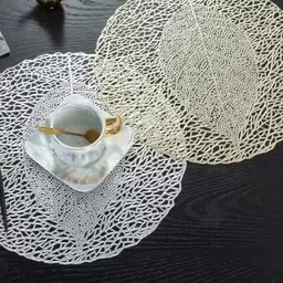 Dakshya Industries Gold-Toned Set of 2 Floral Plastic Round 6-Seater Table Cover-29