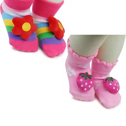 NESKA MODA Kids-Unisex Set Of 2 Ankle Length Cotton Socks-88