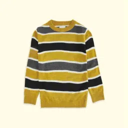 Pantaloons Junior Yellow & Grey Striped Full Sleeves Sweater-picture-12