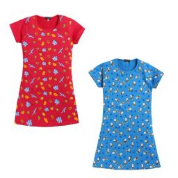 Todd N Teen Kids Red & Blue PrintedNighty (Pack Of 2)-image-12