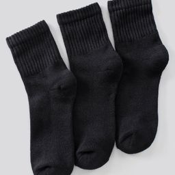 Pine Kids Ankle Length Anti Microbial Washed Terry School Socks Solid Pack of 3- Black-image-48