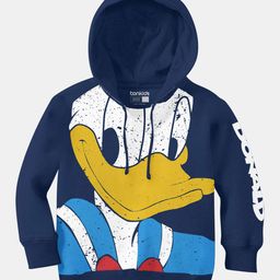 Bonkids Full Sleeves Mickey & Friends Featuring Donald Duck Printed Hoodie - Navy Blue-image-1