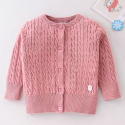ToffyHouse Full Sleeves Cable Knit Front Open Sweaters - Light Pale Rose-image-81