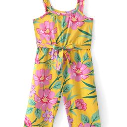 Babyhug Single Jersey Knit Sleeveless Jumpsuits With Floral Print - Yellow-image-44