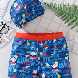 Kookie Kids Swimming Trunk with Cap Sea Life Theme Print - Blue-image-81