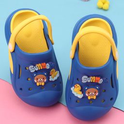 Oh! Pair  Clogs with Back Strap Closure  Bear & Duck Applique - Blue-10