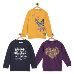 The Mom Store Pack Of 3 Cotton Full Sleeves Heart & Text Printed Sweatshirts - Multi Colour-picture-16