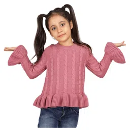 JoE Hazel Full Sleeves Self Designed Sweater - Pink-picture-46