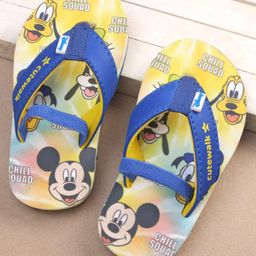 Cute Walk by Babyhug Disney Mickey Mouse Printed Flip Flops with Back Strap - Yellow-image-93