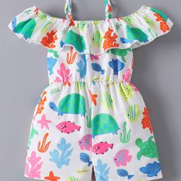 Mark & Mia Cold Shoulder Jumpsuit with Fish Print - White-image-83