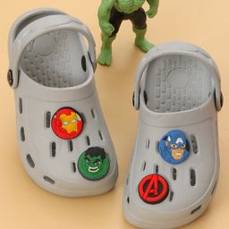 Marvel by Yellow Bee Solid Perforated Avengers Clogs With Iron Man Hulk & Captain America Charms - Grey-image-94
