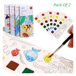 Baby Miniature Pocket Watercolor Painting Book with Brush for Kids - Colour may vary-image-56