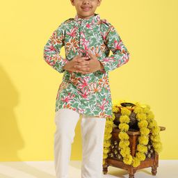 Cutiekins Boys Floral Printed Regular Kurta with Pyjamas-17